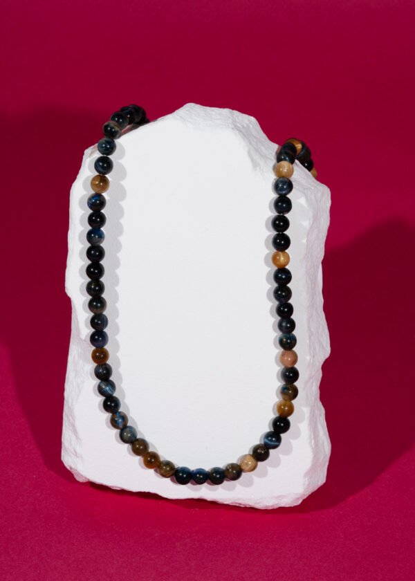 6mm Renkli Kaplan Gözü Doğal Taş Kolye - Görsel 3