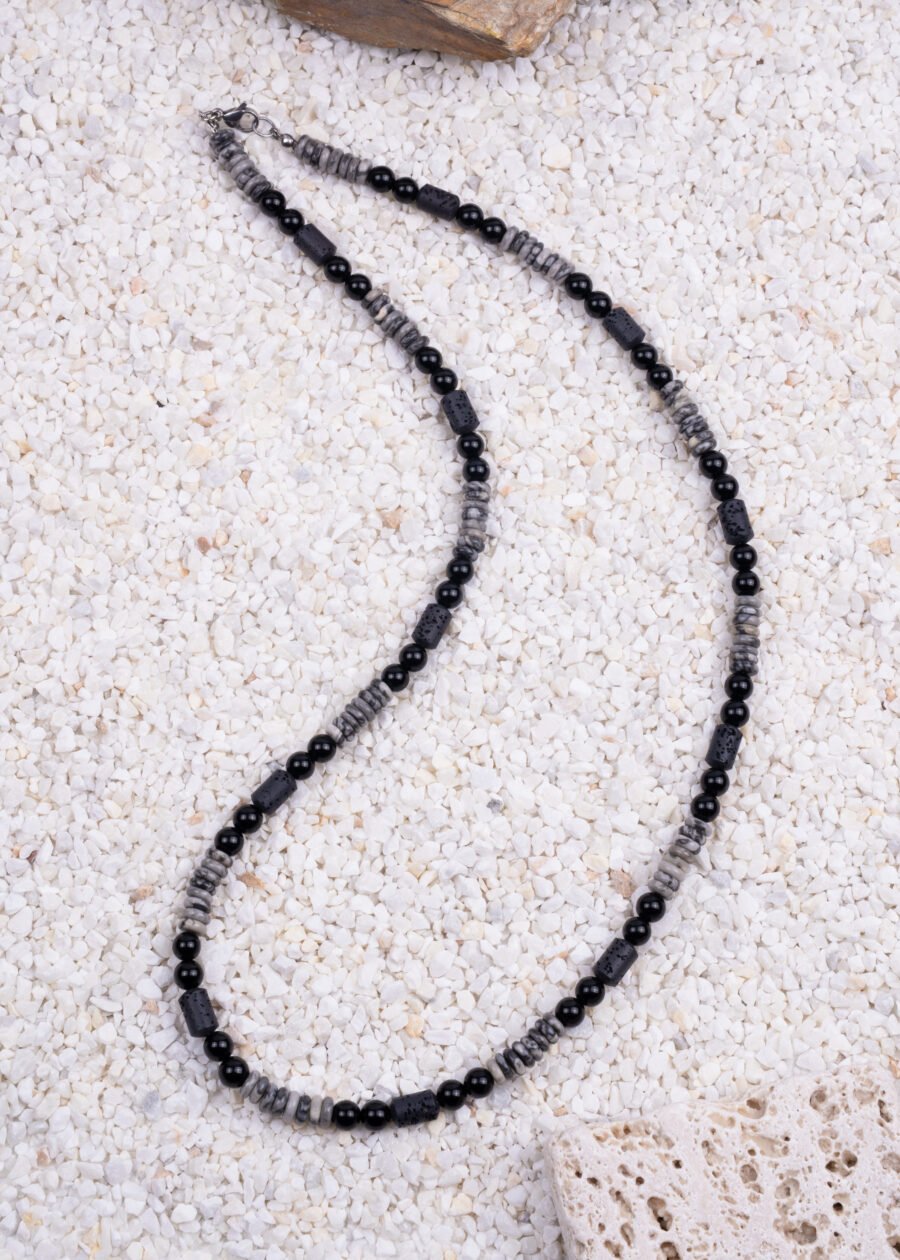 Obsidyen & Lav Taşı & Jasper Doğal Taş Kolye