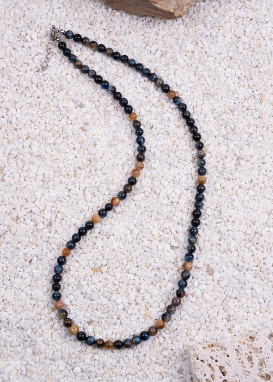 6mm Renkli Kaplan Gözü Doğal Taş Kolye 6mm Renkli Kaplan Gözü Doğal Taş Kolye