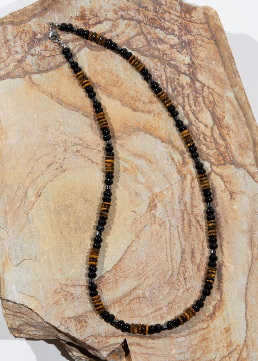 Kaplan Gözü & Hematit & Akik Doğal Taş Kolye