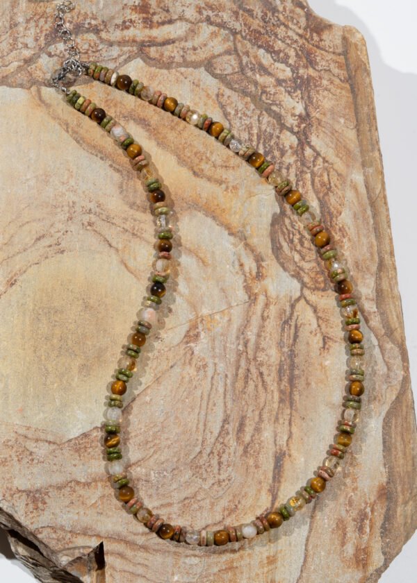 Unakit & Kaplan Gözü & Sitrin Doğal Taş Kolye