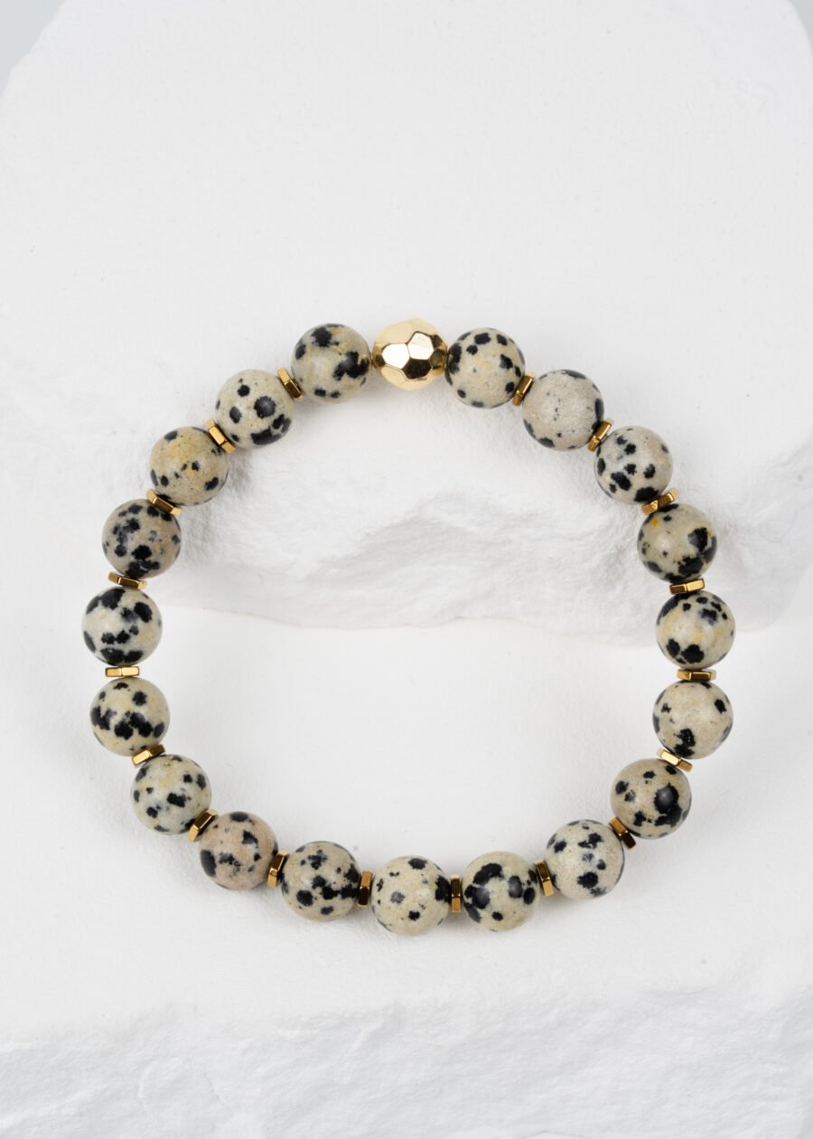 8mm Benekli Jasper & Hematit Doğal Taş Bileklik