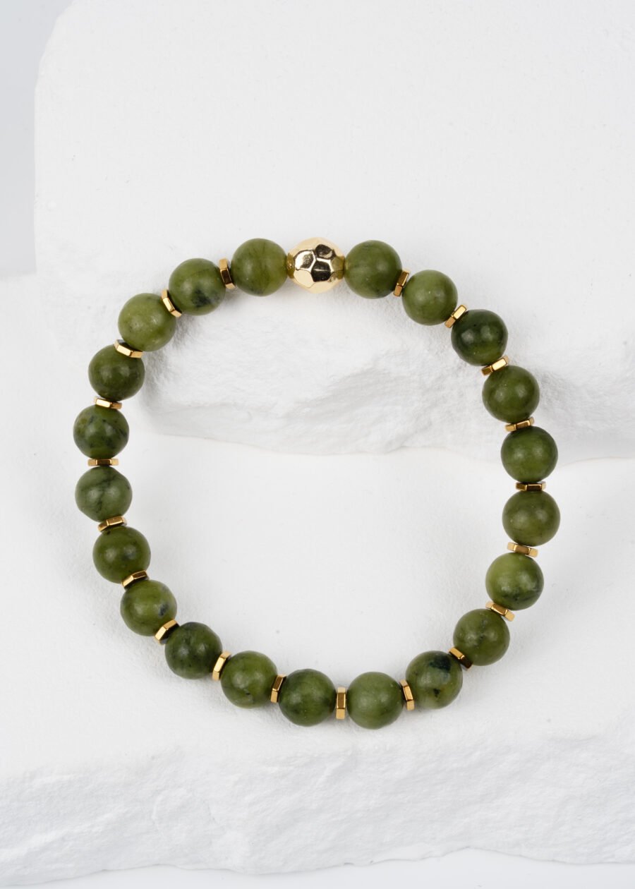 8mm Yeşim & Hematit Doğal Taş Bileklik 8mm Yeşim & Hematit Doğal Taş Bileklik