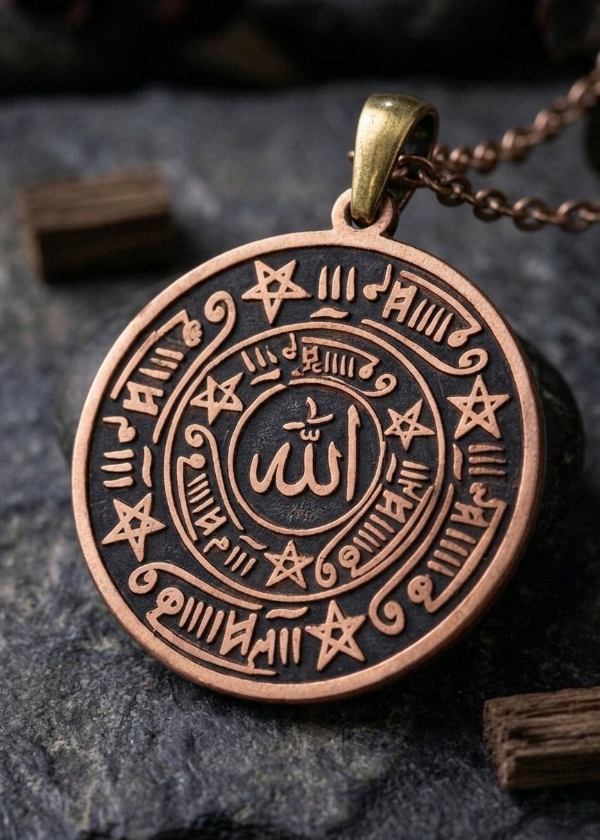 İsmi Azam Vefkli Celcelûtiyye Bakır Kolye