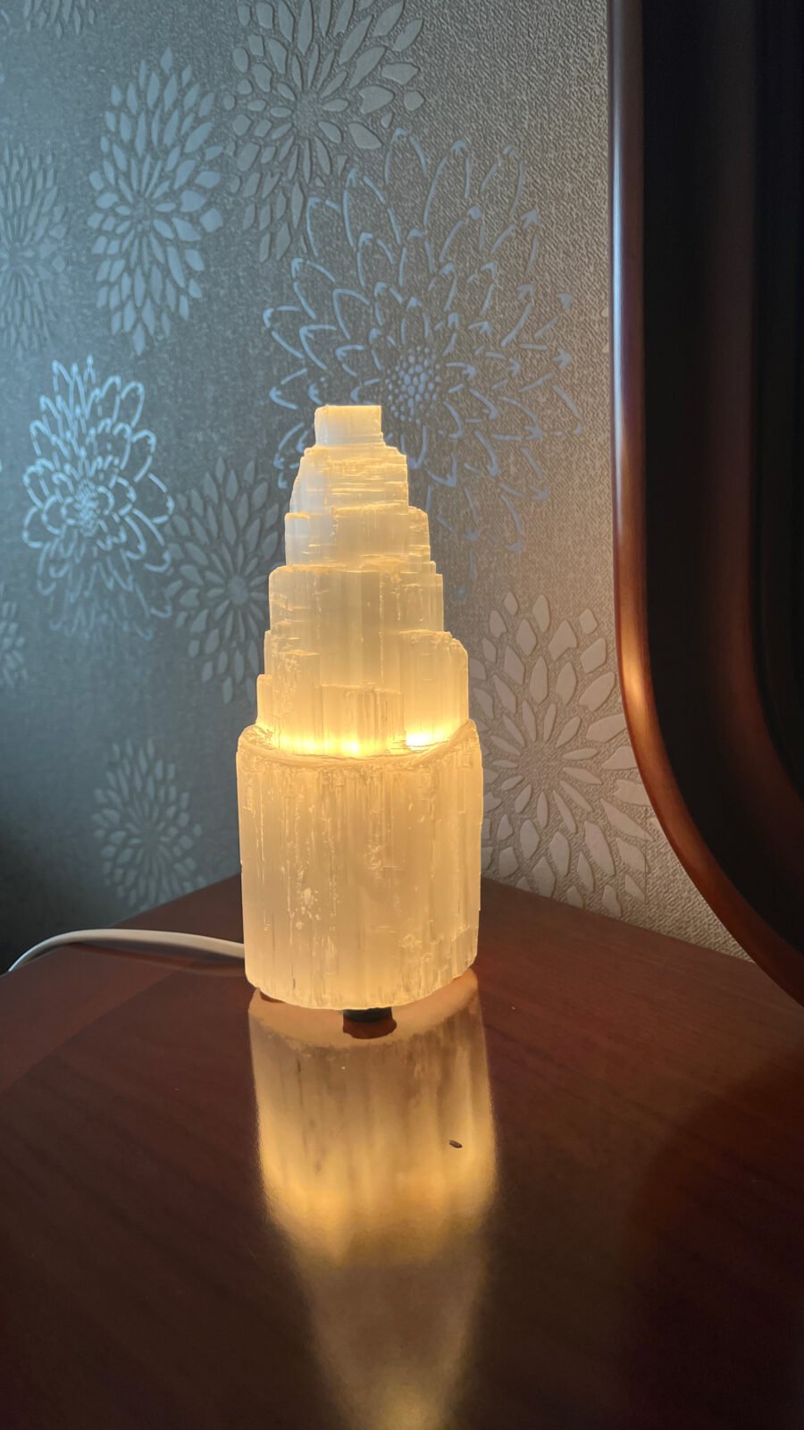 20 cm Selenit Doğal Taş Gece Lambası