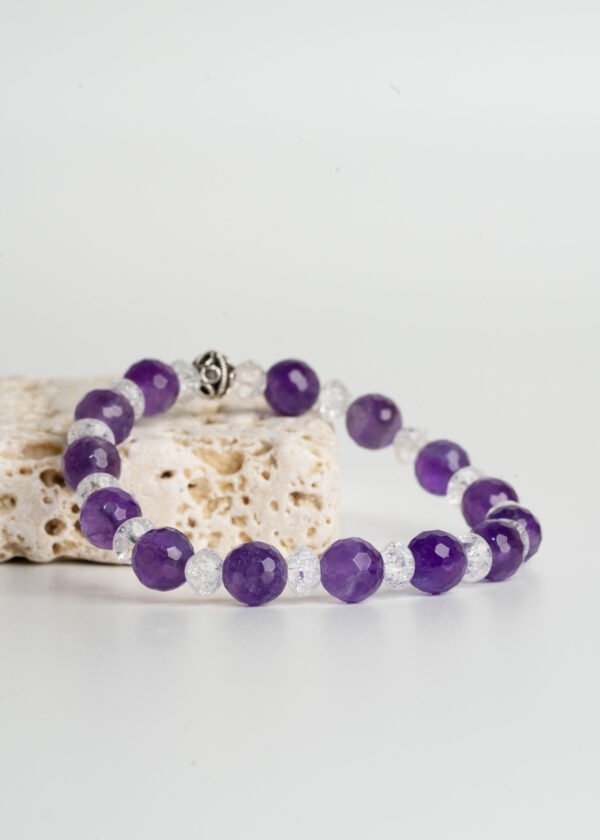 8mm Faset Kesim Ametist & Necef Doğal Taş Bileklik